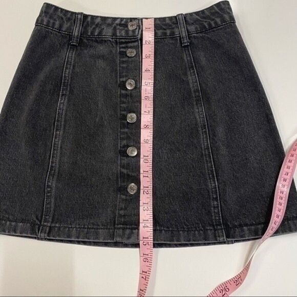 Forever 21 Women's Size Small Black Denim Button Front Y2K Skirt 50B2 - Picture 6 of 7